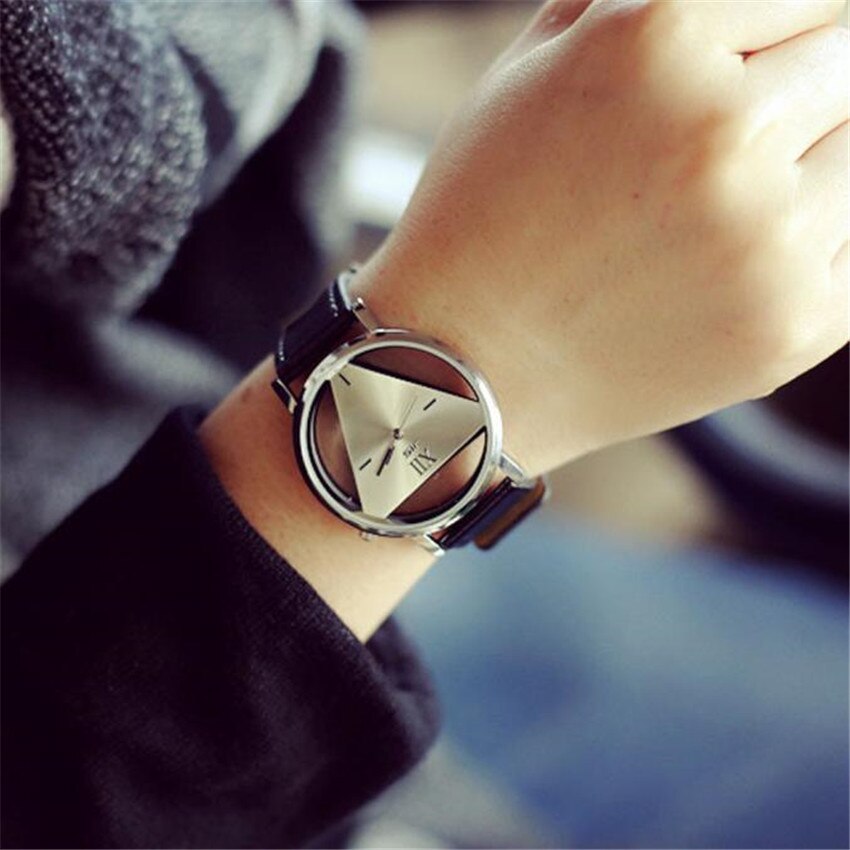 Watch women Wrist Quartz Modern Luxury Hollowed-out Triangular Dial Casual for Female watches reloj mujer A3