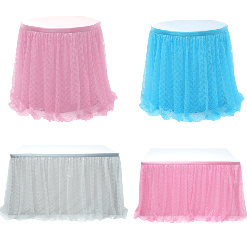 Tulle TUTU Table Skirt Tableware Wedding Party Baby Shower Birthday Decor Vintage Floral Lace Tablecloth