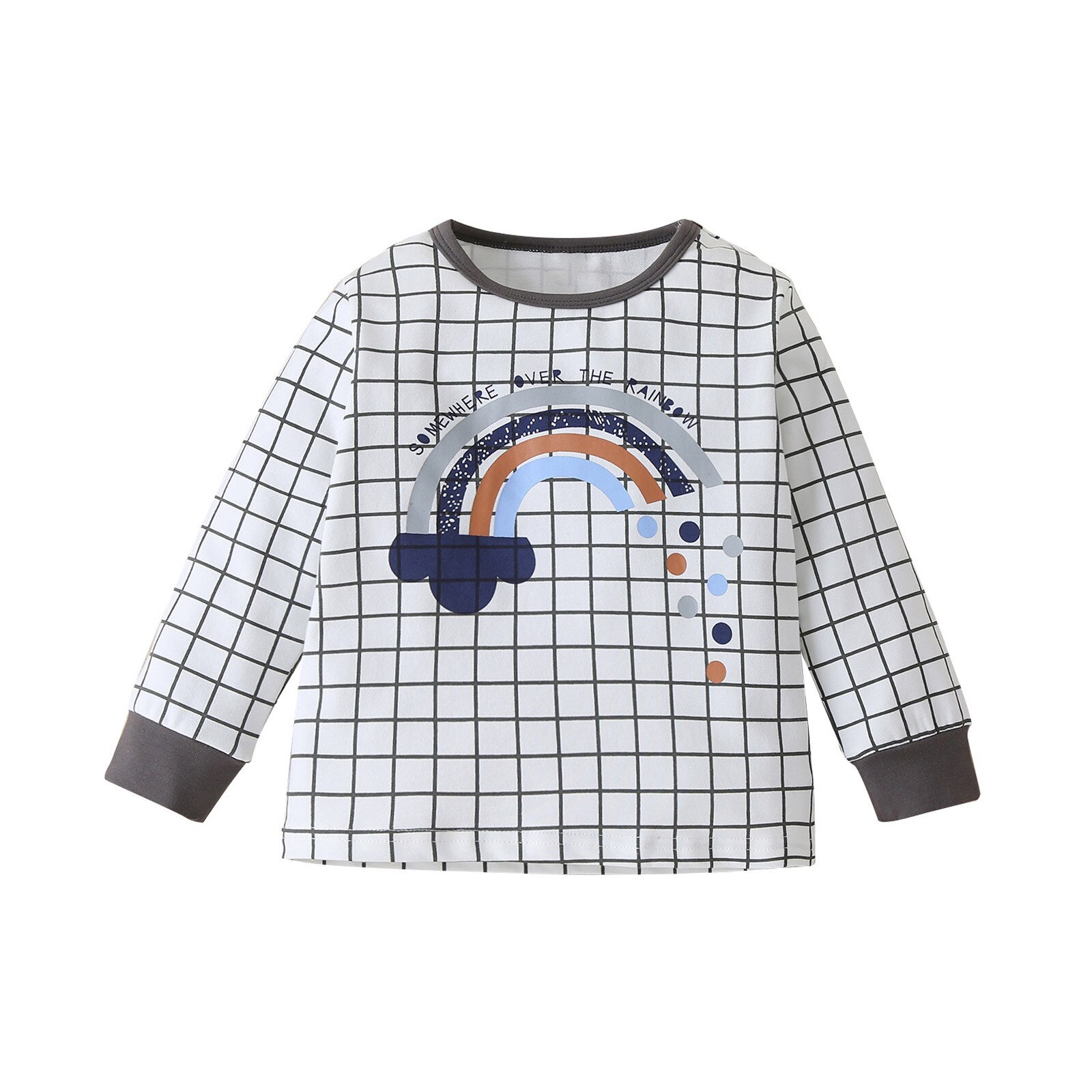 Frühling und Herbst Jacken Kleinkind freundlicher Baby Jungen Mädchen Regenbogen Drucken Plaid Winter Warme Langarm Rundhals draussen tuch: 5-6Y