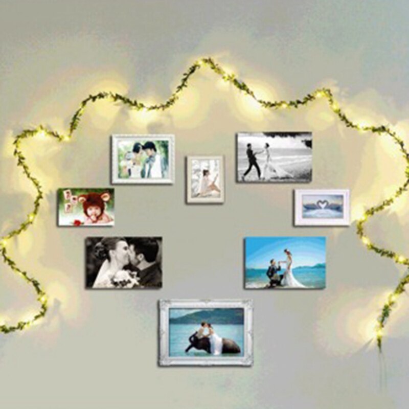 Groene bladeren guirlande lichtslinger met led, flexibele koperen kunstmatige bladeren en wijnranken voor kerstdecoratie voor bruiloften en feesten