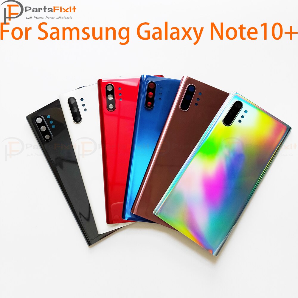 Note10 + traseira habitação bateria de vidro com lente da câmera para samsung galaxy note 10 plus habitação traseira com lente da câmera e adesivo