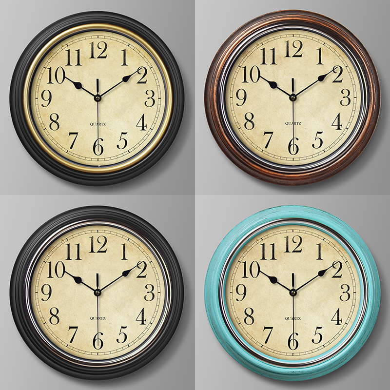 Europese stijl stille woonkamer decoratie klok wandmontage huiskunst quartz klok 30CM