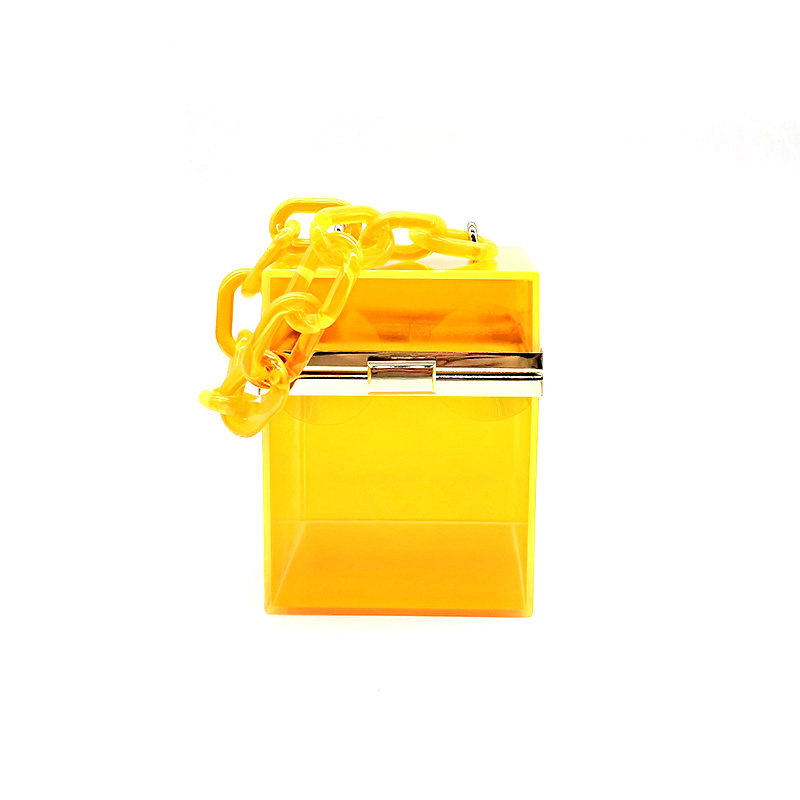 Gute version damen abendparty handtaschen tote square boutique box durchsichtige plastik fester beutel: Orange