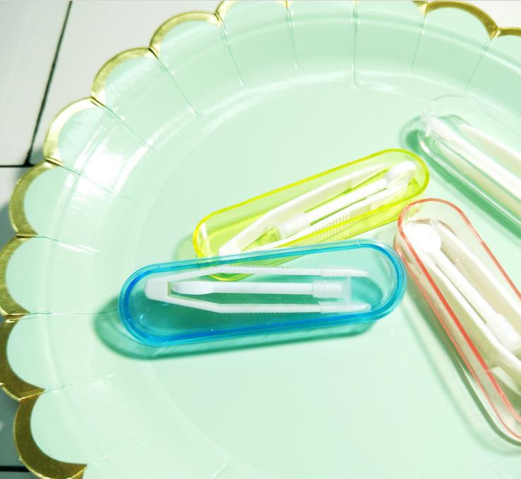 Lenti a contatto Applicatore dispositivo di rimozione impostato Inseritore Morbida Punta Pinzette Igienico di Caso di Trucco Strumento colore Casuale