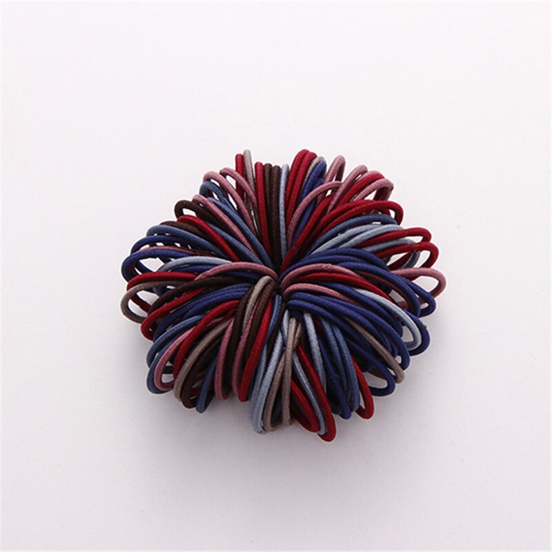 100 Stks/partij Kleur Elastische Rubberen Band Meisje Mode Haarbanden Geometrie Haaraccessoires Hoofdband Chouchou Vrouwen Hoofd Slijtage: Dark color