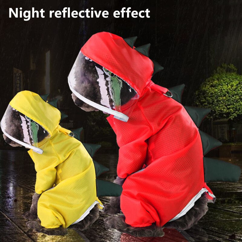 Chubasquero reflectante para perro, ropa impermeable para mascotas, disfraz de dinosaurio para perros pequeños y grandes, abrigo de lluvia para perros, Mono para exteriores, capa de Labrador