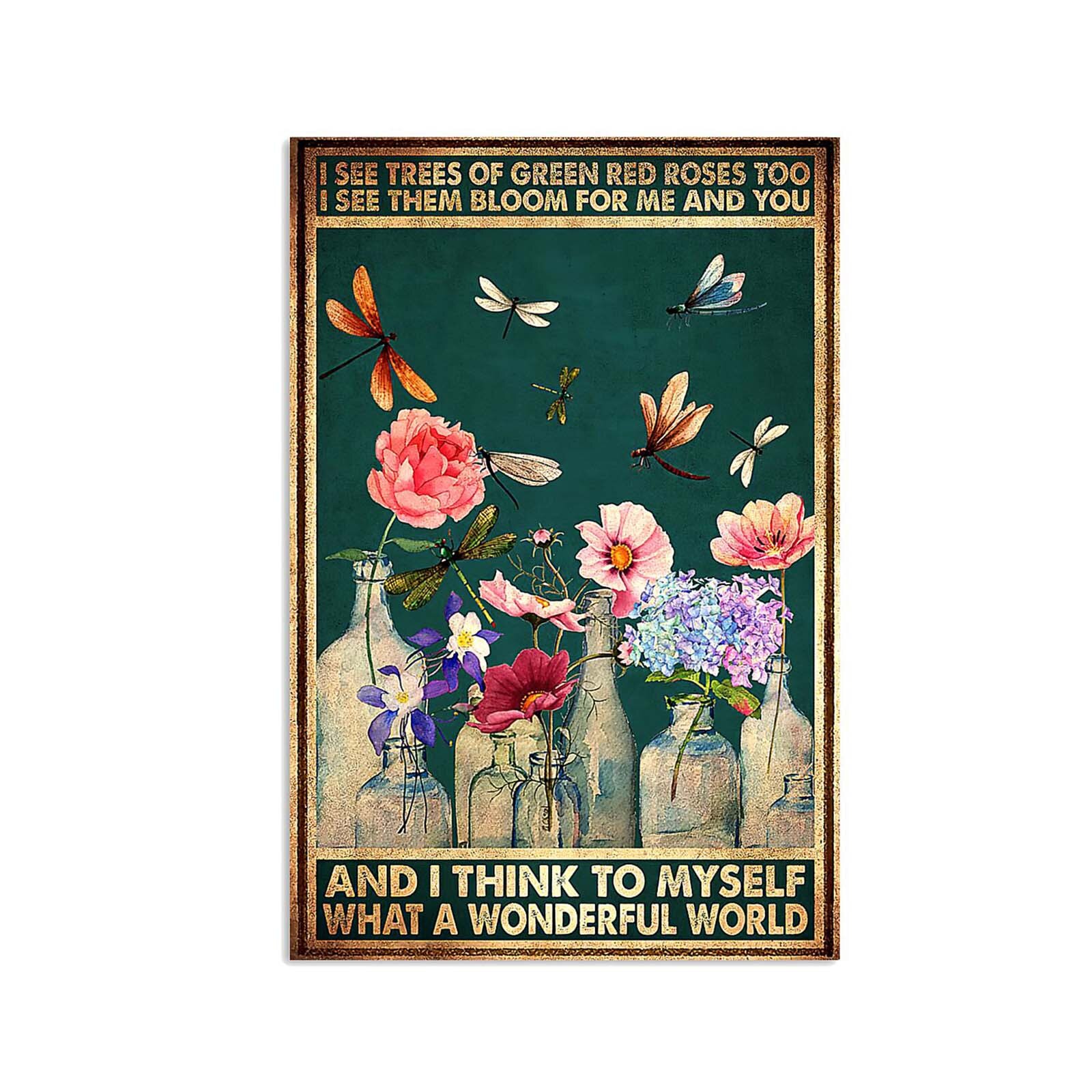 Moderne Schilderkunst Poster Vlinder Bloem Letters Dames Gedrukt Horizontale Poster Behang Voor Office Home Decoratie 61x41cm: C