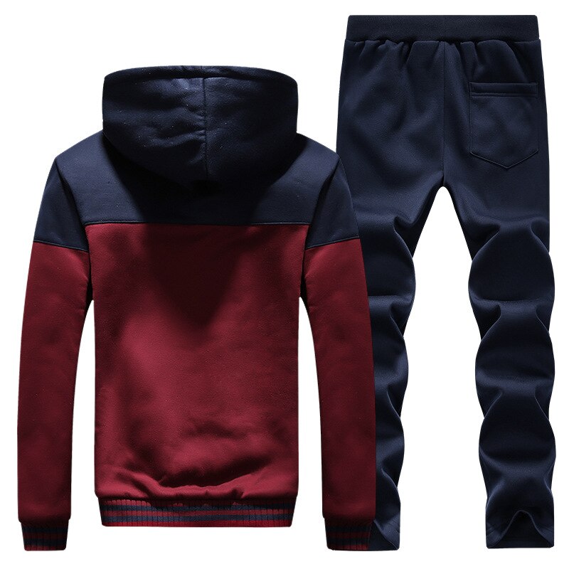 Winter trainingspak fleece hoodies heren casual hardloopsets warme sweatshirts heren dikker sportkleding 2pc jas + broek