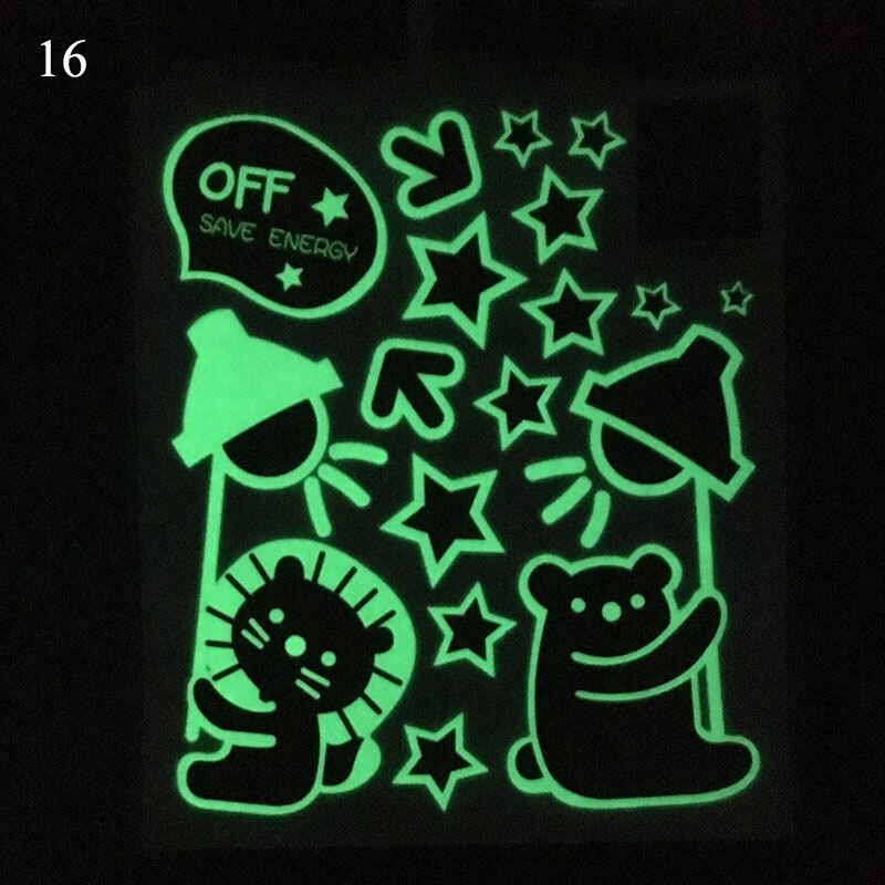 Fluorescent Wall stickers 3D Stars Dots Luminous DIY Wall Sticker Bedroom Kids Room Decoration Glow In Dark Animals Stickers: 16