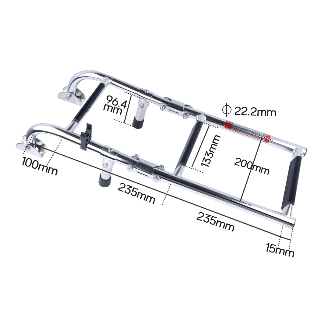 3 Steps Stainless Steel Boat Ladder Grips 2+1 Steps Transom Mount Folding Stern Ladder Gunwale-Mounted Removable Ladder