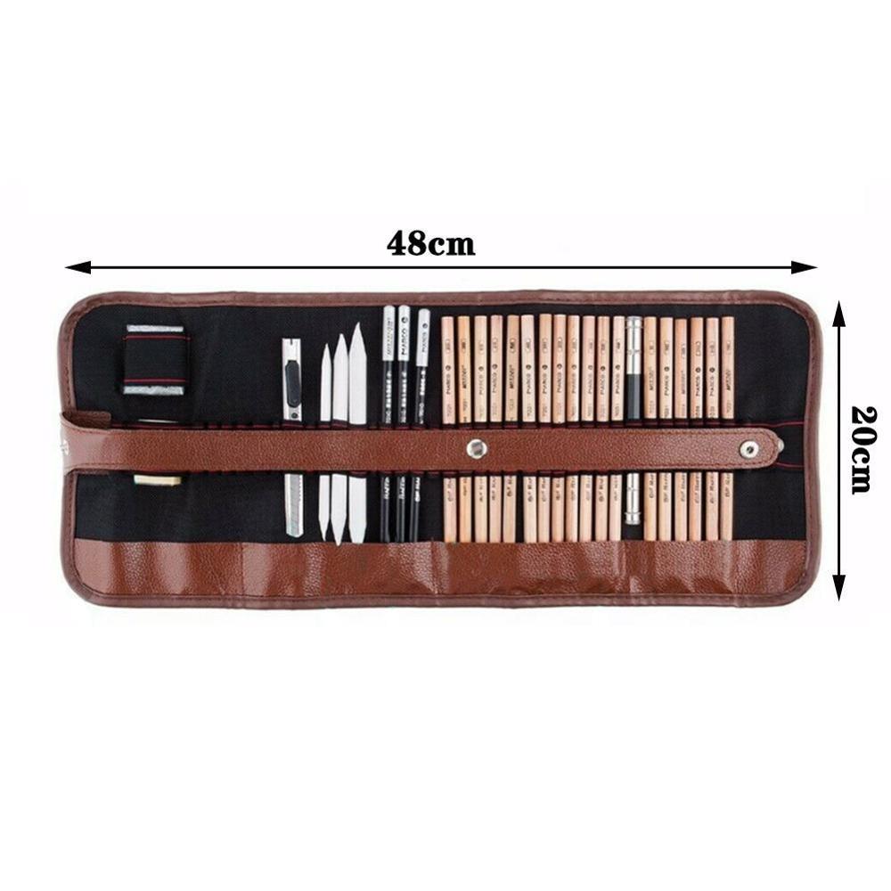 Marley 29 pcs Esboço Profissional & Ferramenta de Desenho de Arte Grafite Knif Caneta Apagável Caneta, Lápis, com o Ofício De Papel do Carvão Vegetal Lápis T6J6
