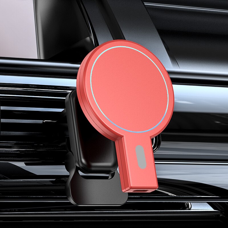 15W Qi Auto Draadloze Oplader Magnetische 360 Verstelbare Stand Vehicle Mount Telefoon Houder Dashboard Ontluchter Beugel Voor Iphone 12: Red