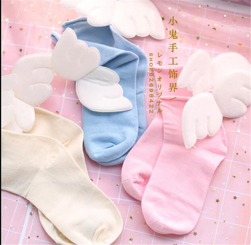Lolita engelenvleugels Mooie Vrouw Korte Sokken Meerdere Kleuren Katoen Socking B557