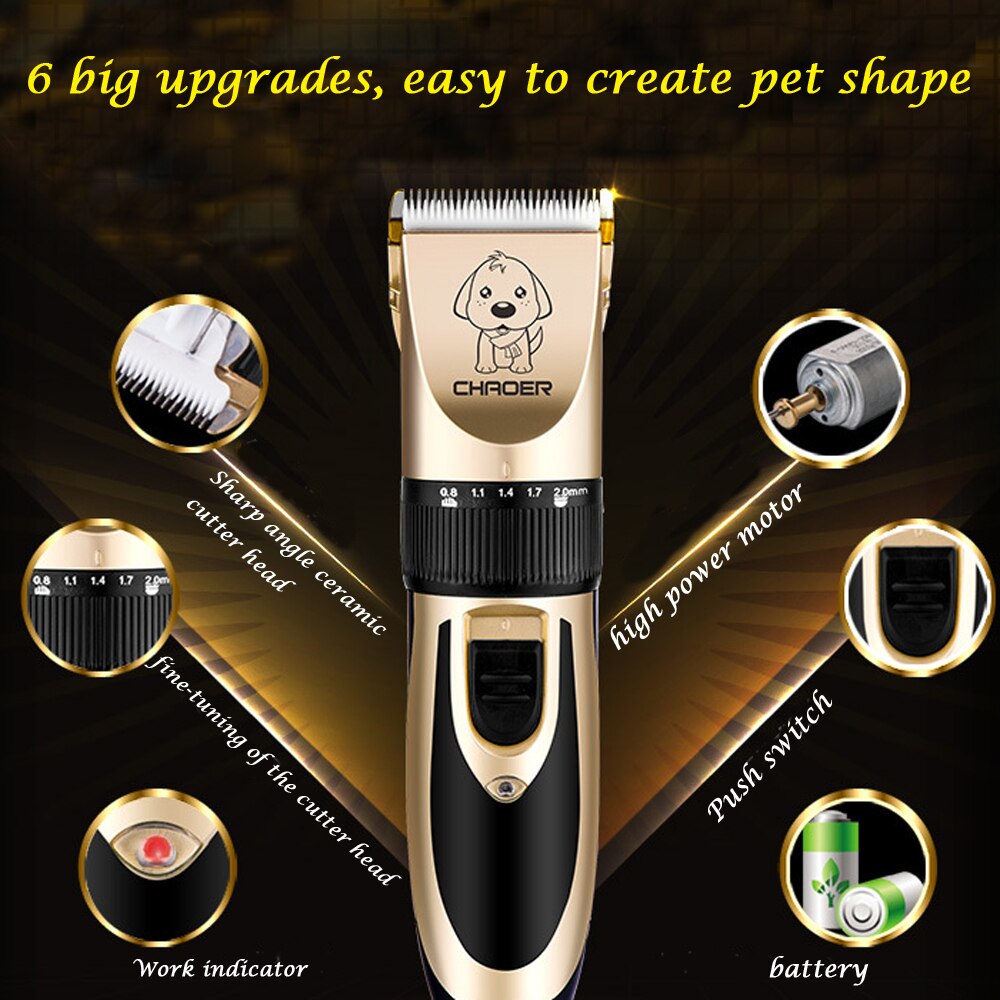 USB Charger Dog Hair Trimmer Pet Trimmer Haircut Machine Rechargeable Low-Noise Clipper Kit Pet Hair Remover Grooming Cutter