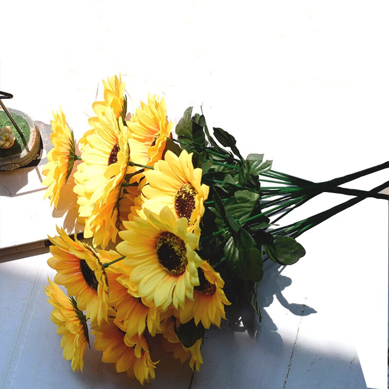 Artificial Sunflower Simulation Sunflower Bouquet for Home Wedding Garden Party Table Shooting Prop Decoration