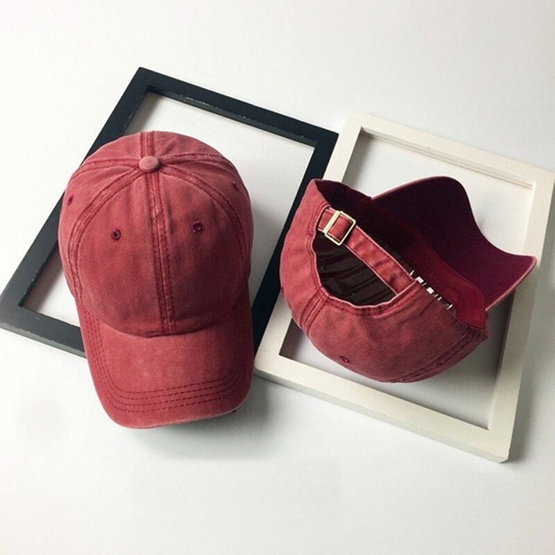 Hast klassieke verstelbare casual effen kleur jeugd petten unisex dames heren baseball pet gewassen stijl hoed heren hoeden: Wijnrood