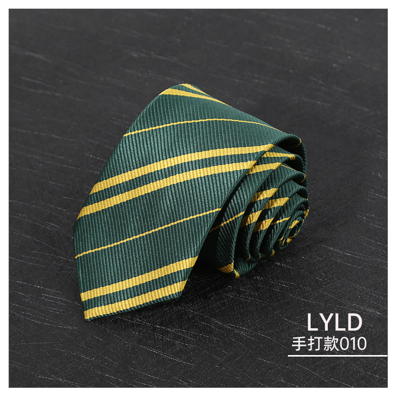 7CM Polyester Ties For Men Business Striped Blue Brown Neck Tie College Young Girls Neckties Party Shirt Collar Accessory Cravat: black