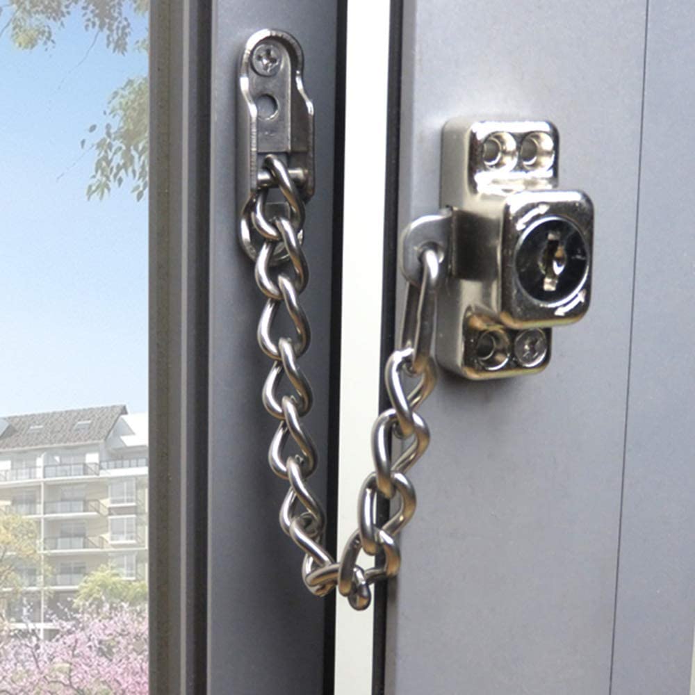 Stainless Steel Window Chain Lock Guard Door Restrictor Child Safety Security Chain Lock for Flat Open Windows Anti Theft