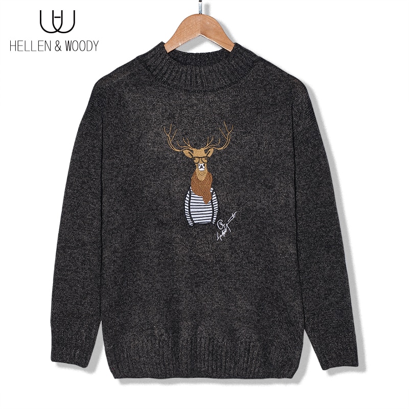 Hellenwoody a &amp; w pullovers de malha masculina casais natal rena animal impressão calor do homem lã-mistura casual o-pescoço camisola