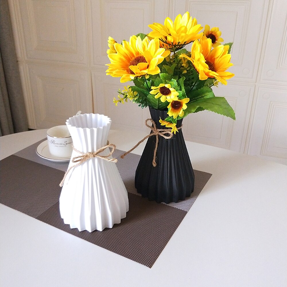 Jarrones de plástico modernos, jarrón de flores anticerámica europeo, elementos de decoración para boda hogar, de ratán, irrompible, simplicidad, macetas