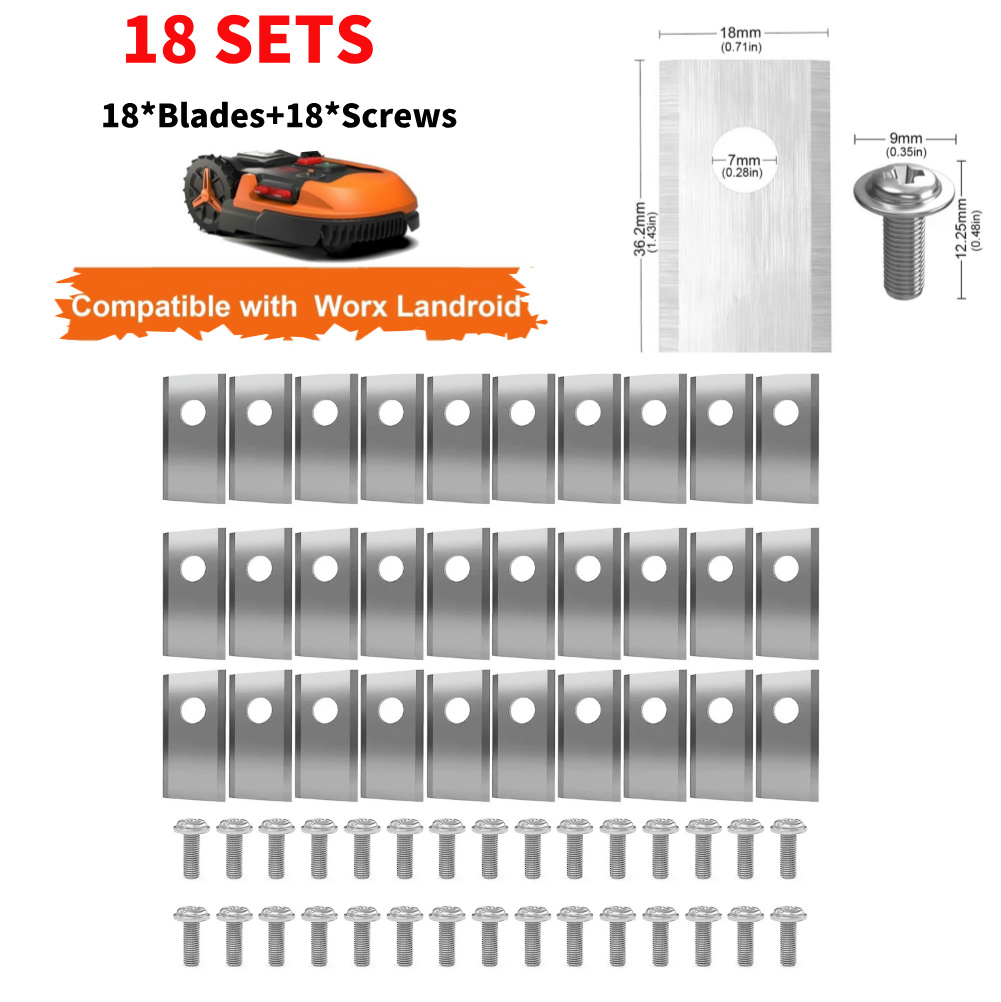 90set Lawn Mower Cutting Blade Set Stainless Steel Mower Cutter Blade Single Hole Lawn Mower Blade for Worx Landroid Lawn Mowers: Brown