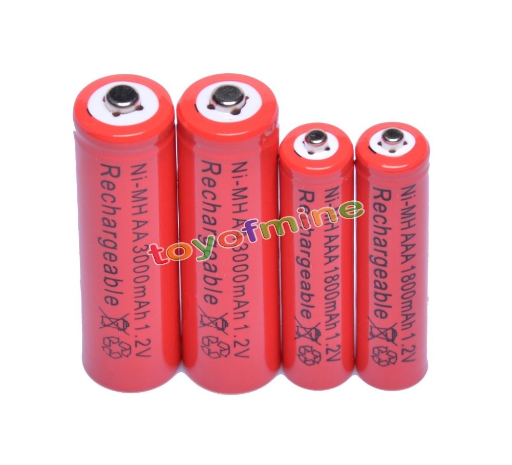 Pilas recargables AA de 32/50 mAh y AAA, 3000mAh, 1800 V, NiMH, Color rojo, 2a 3A, juguetes de control remoto, linterna led, 2/10/20/1,2 Uds.