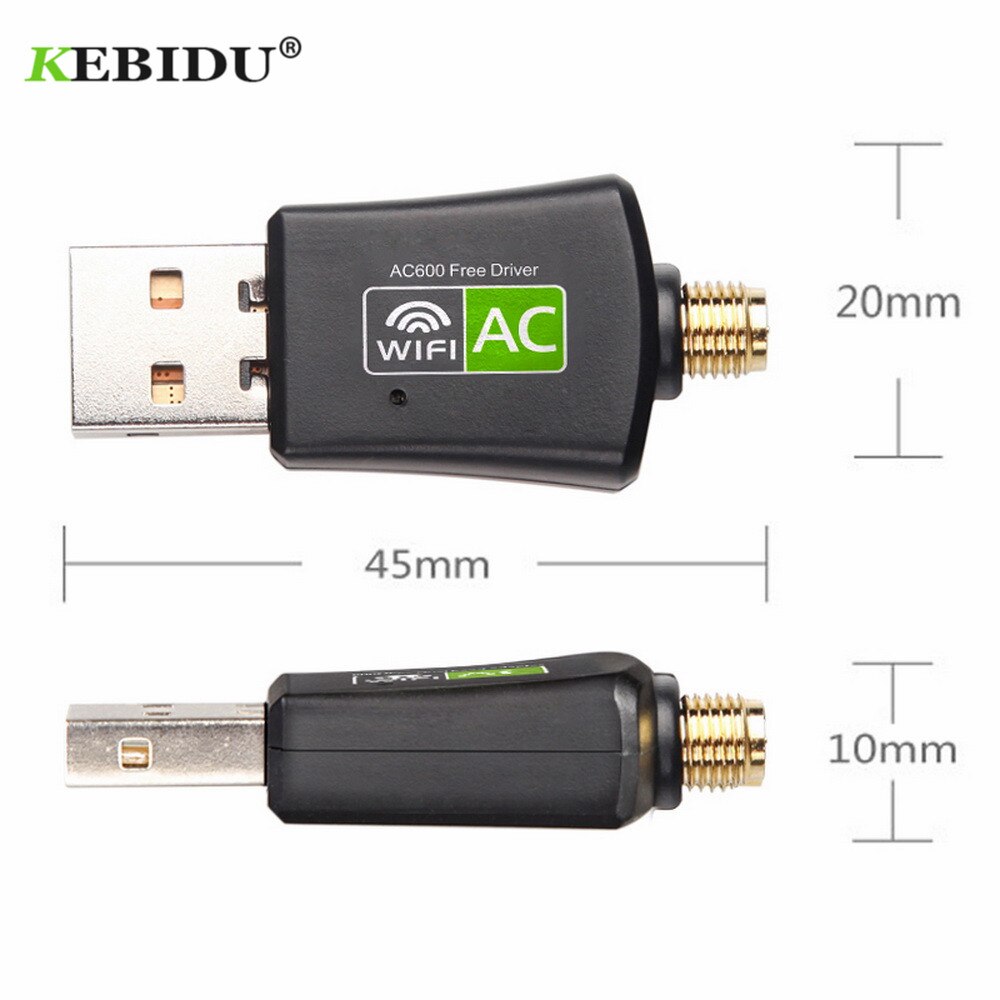 Kebidu autista libero 600Mbps 5/2. 4Ghz Schede di Rete Wifi Adattatore USB doppio gruppo musicale antenna LAN Dongle Wifi per vincita 7 8 10 RTL8811AU