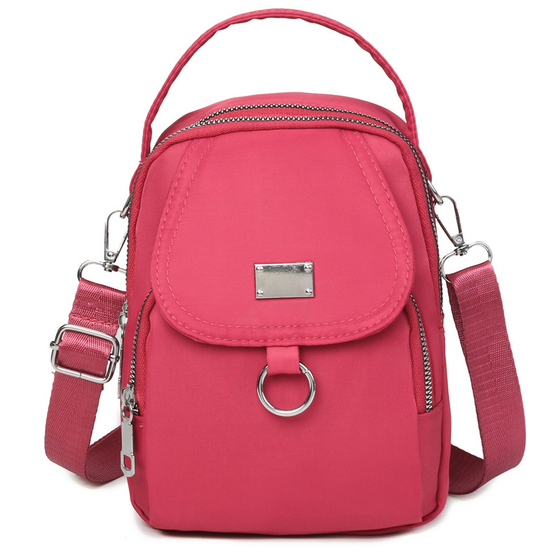 1pc dam casual messenger bag axelväska enfärgad multifunktionell handväska flerskiktad lätt oxfordväska crossbody: Röd