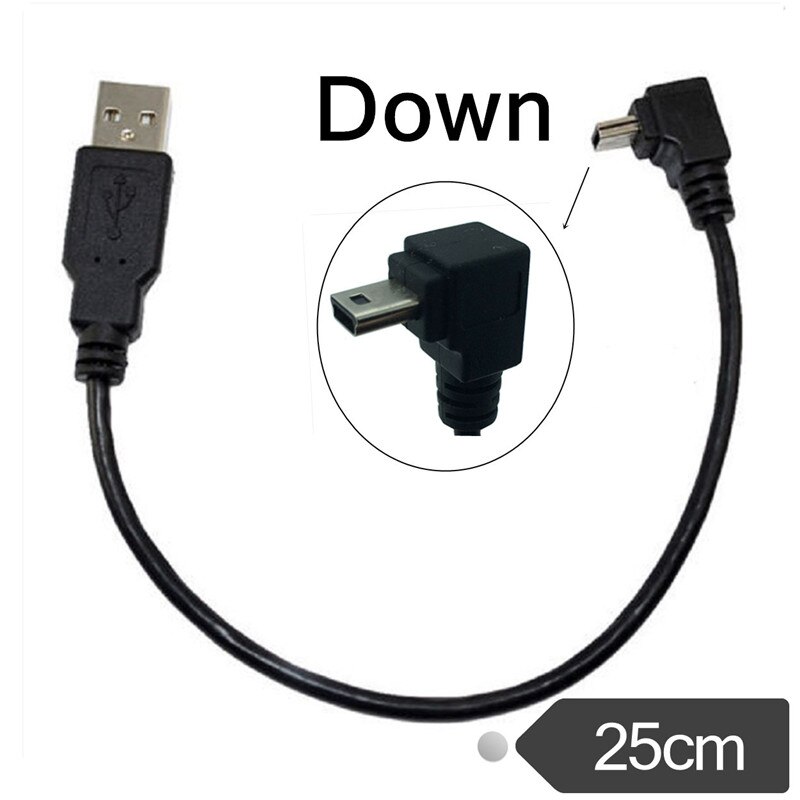 USB Data Cable A Male to Mini USB B 5Pin Male 90 Degree UP & Down & Left & Right Angle Adapter Charge Sync 0.25M 0.5M 1.5M 3M 5M