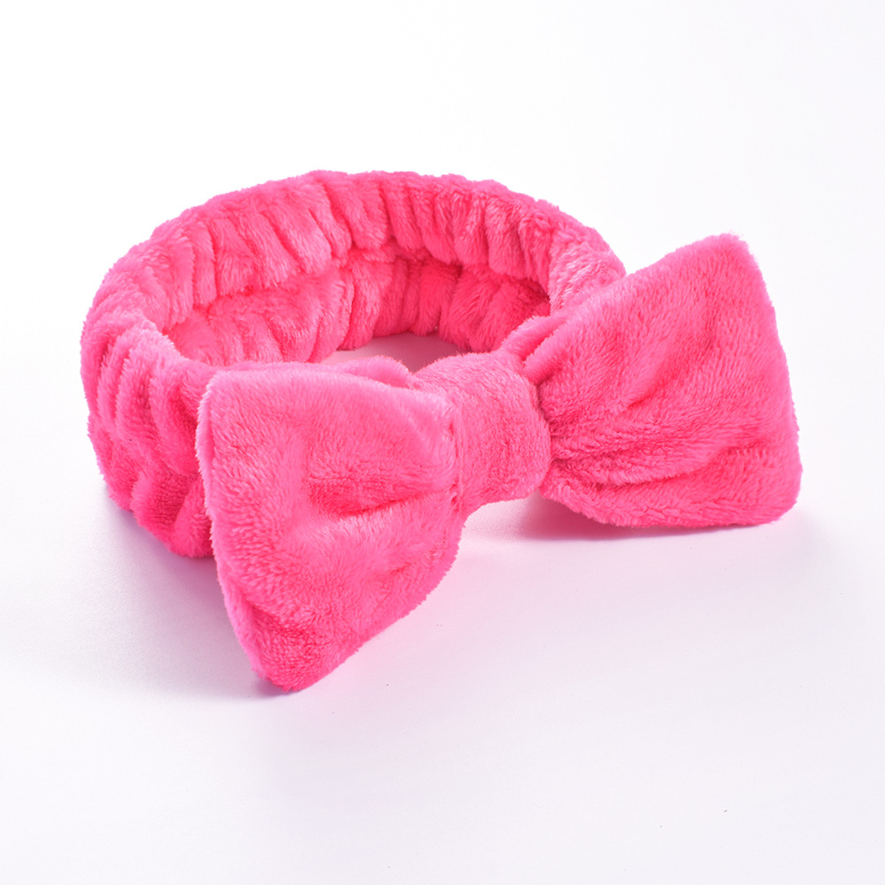 Diademas para el pelo para lavar la cara, diadema con lazo de lana Coral suave y cálida para mujeres y niñas, turbante, accesorios para el cabello de: Rojo rosado