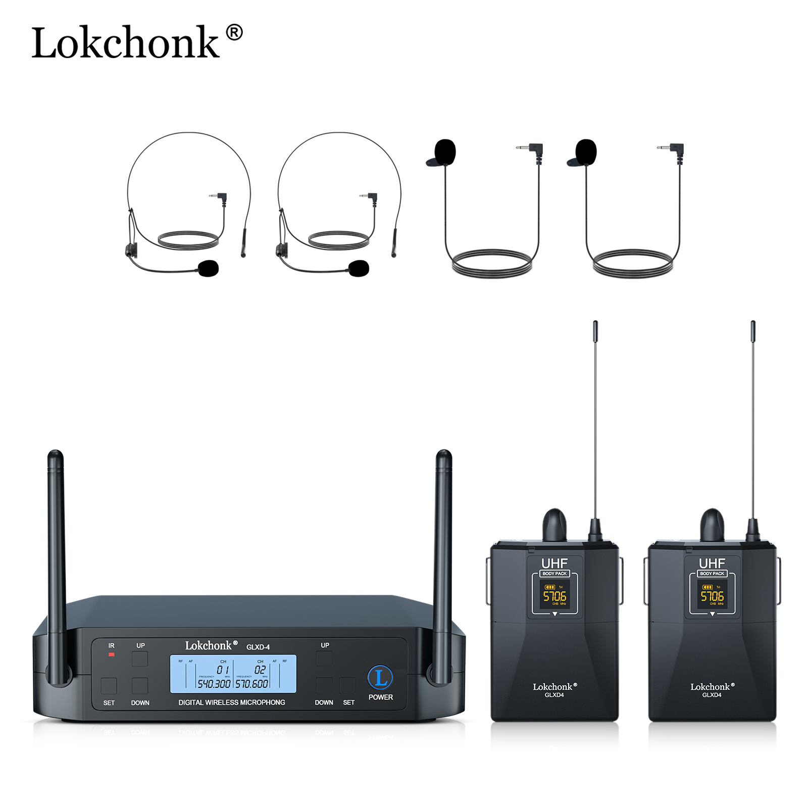 Wireless Lavalier Microphone GLXD4 UHF Headset Clip Mic Bodypack Frequency Adjustable For Show Church Meeting Party