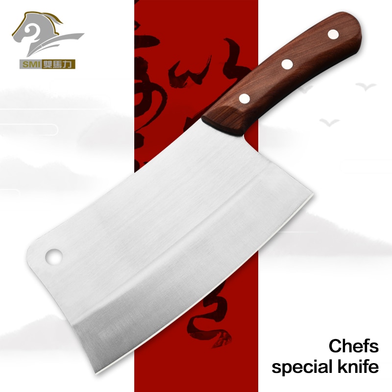 Chopping Knife Steel Chinese Kitchen Knives Cook Cutting Tool Vegetable Chicken Fish Bone Cutter Knife Kitchen Blade Wood Handle