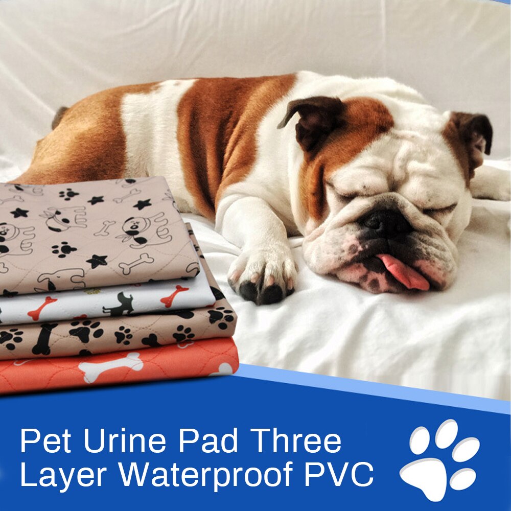 Dog Pad Three-layer Waterproof PVC Diapers Blanket Cute Pattern Water Absorption Pet Cat Urine Mat Reusable Pee Mattress Cushion
