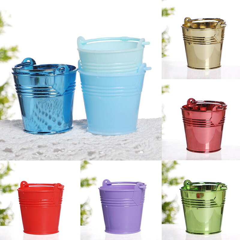 Mini Vaatje Vat Effen Kleur Kleine Plastic Emmer Thuis Tuin Succulent Planten Potten Desktop Diversen Opslag Mand Decoratie