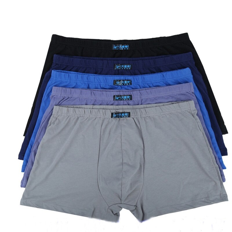 5Pcs/Lot Large Loose Male Cotton Underwears Boxers Panties Breathable Fat Belts Big Yards Men&#39;s Underwear Plus Size: L