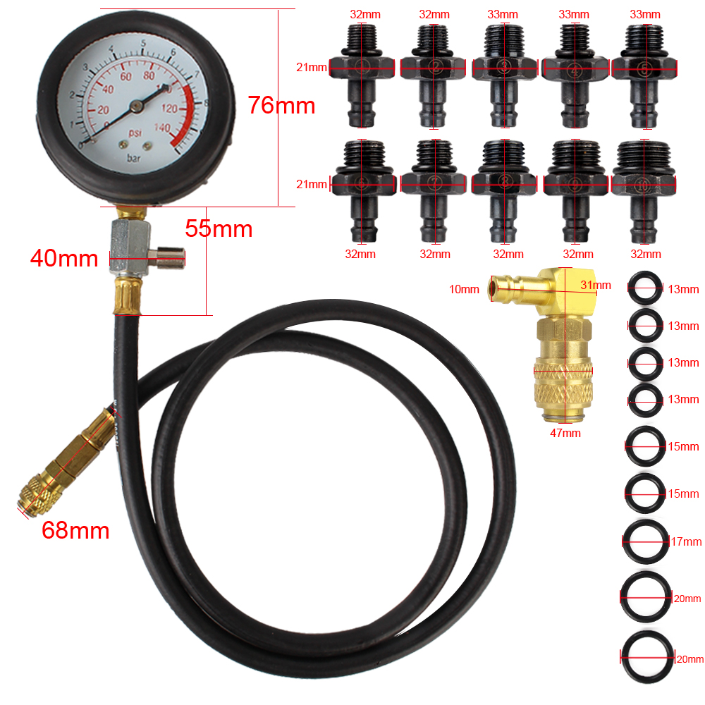 Quick Coupling 0~140psi 0~10bar Car Test Set Low Oil Warning Devices Auto Diagnostics Tools Engine Oil Pressure Test Kit
