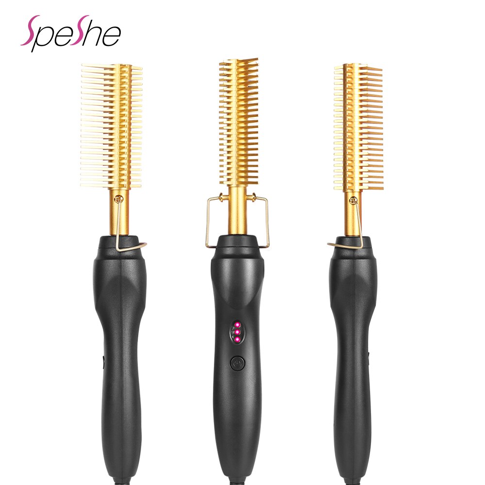 2 in 1 Hair Straightener Hair Curler Electric Heating Comb Hair Smooth Flat Iron Multifunctional Straightening Styling Tool