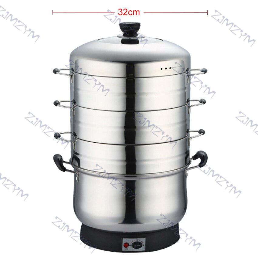 3 Layers Electric Steamer Cooker 28/30/32cm Stainless Steel Steamer Commercial Steaming Pot Multi-function Food Steamer Boiler: 32cm