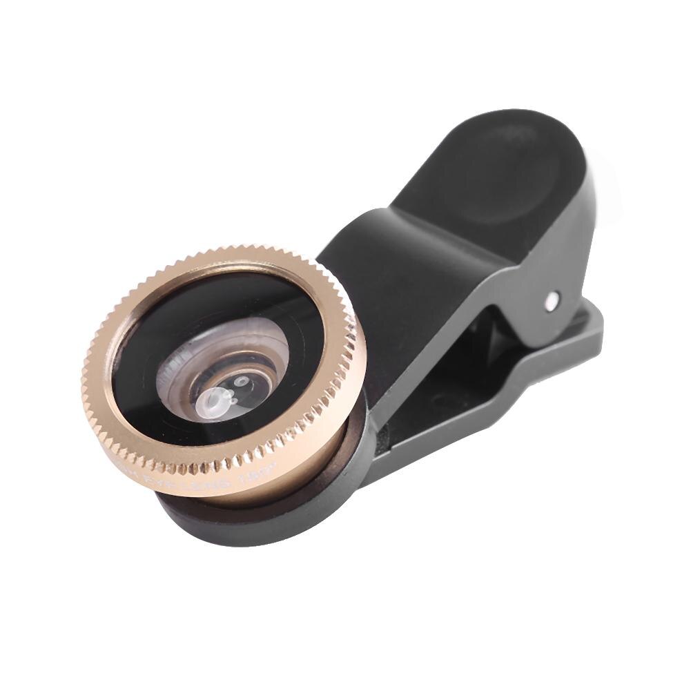 3-in-1 Weitwinkel Makro Fisheye Objektiv Kamera Bausätze praktisch Fisch Auge Linsen mit Clip 0,67 x für iPhone Samsung Alle Handys: Gold
