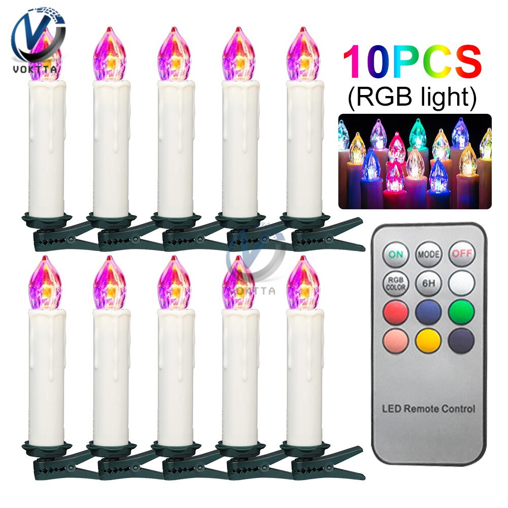 10Pcs/set LED Candle Lamp Simulation Flame Tea Light Flickering Flameless LED Candles for Home Wedding Birthday Party: RGB light