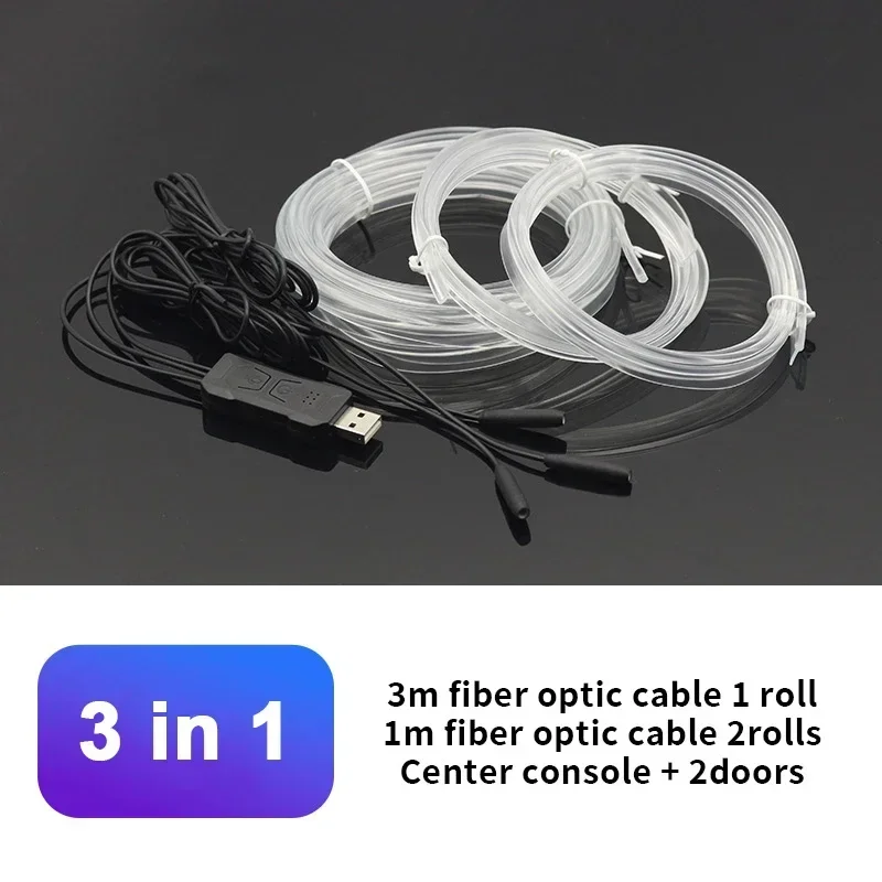 Auto Rgb Ambient Led Light Strip Usb Fiber Optic Sfeer Neon Onzichtbare Lichtstrip Middenconsole Deur Decoratie Lamp: koud wit 6000k