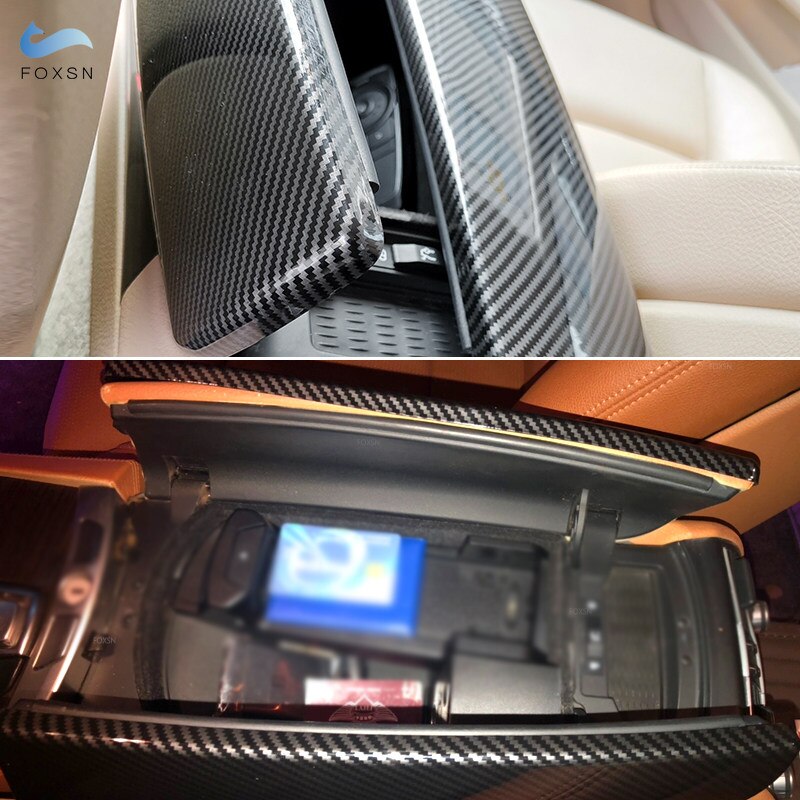 Car Carbon Fiber Texture Center Console Armrest Box Pad Protection Cover For BMW X5 E70