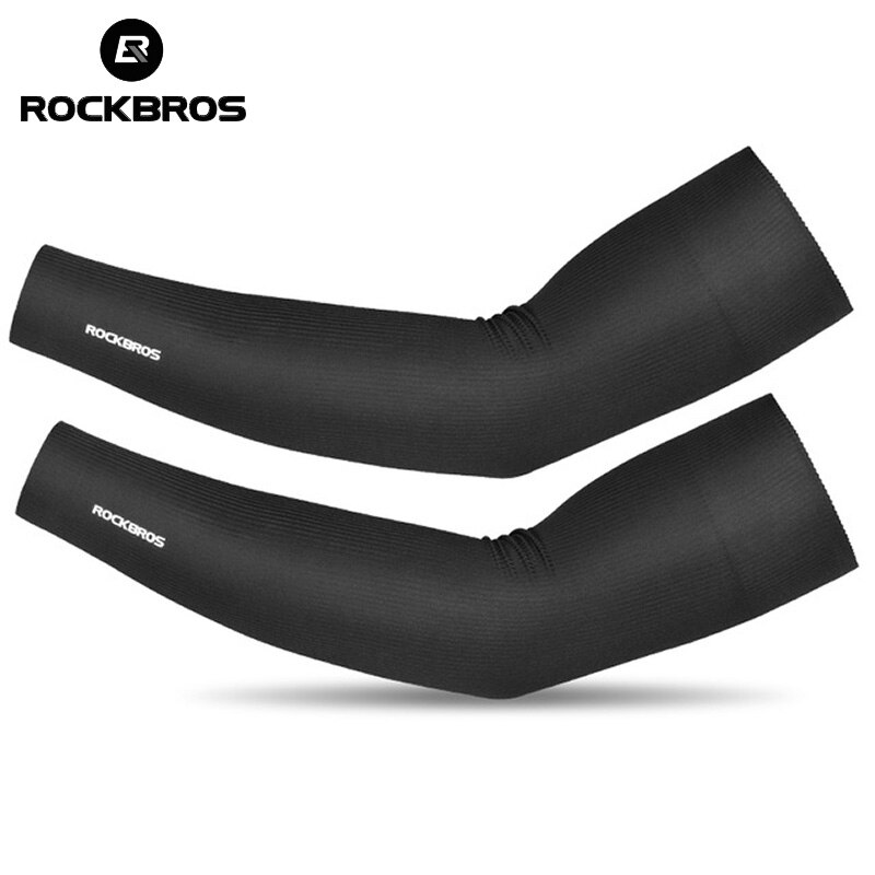 ROCKBROS protezione solare maniche da braccio da ciclismo compressione seta di ghiaccio maniche senza cuciture Anti-UV esecuzione di manicotti da basket scaldamuscoli