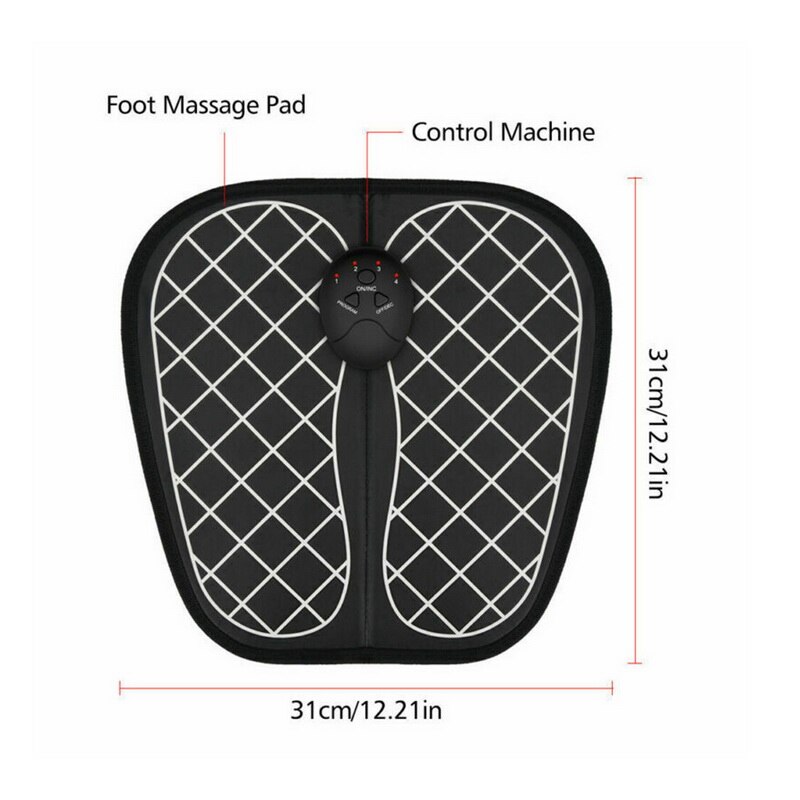 Elektrisk ems fodmassageapparat trådløs fødder muskelstimulator abs fysioterapi revitaliserende pedicure ti fods vibrerende massagepude