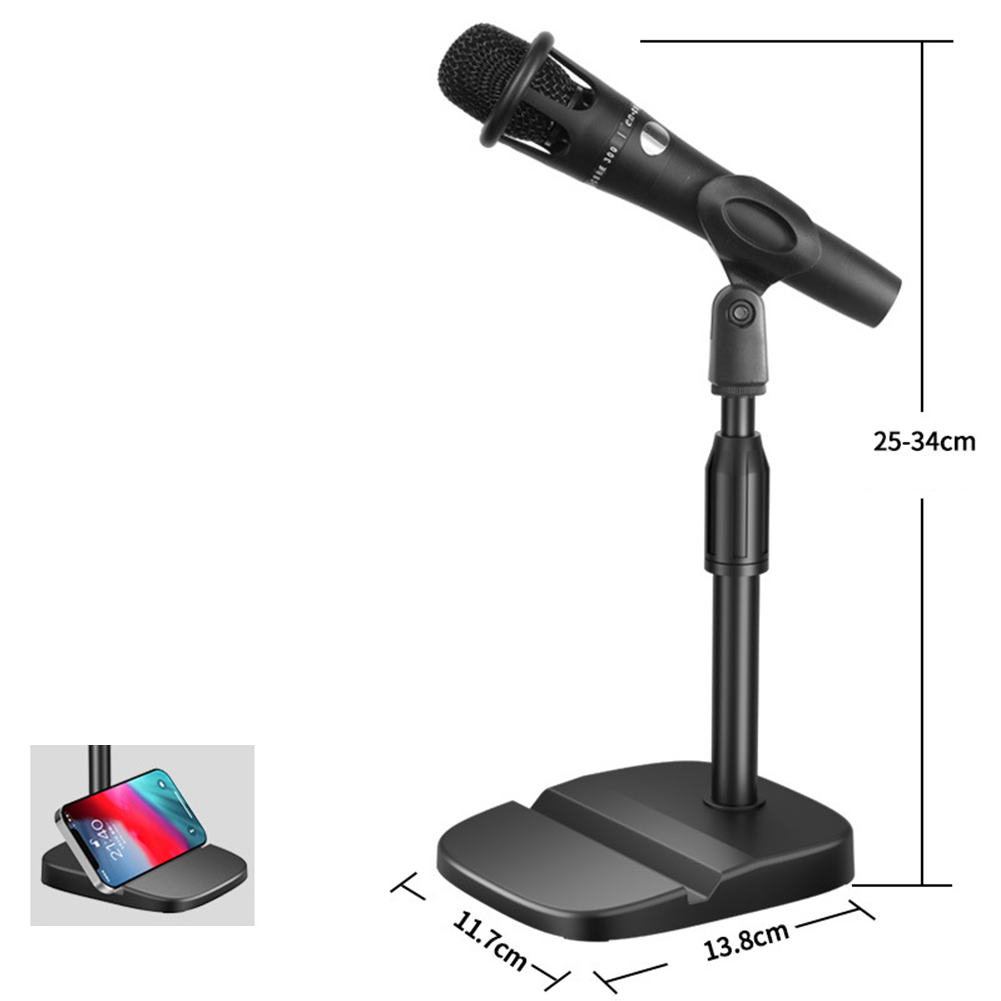 Microphone Stand Sturdy Adjustable Microphone Stand Desktop Holder for Mic and Phone Perfect for Video Conference and Singing: Light Grey