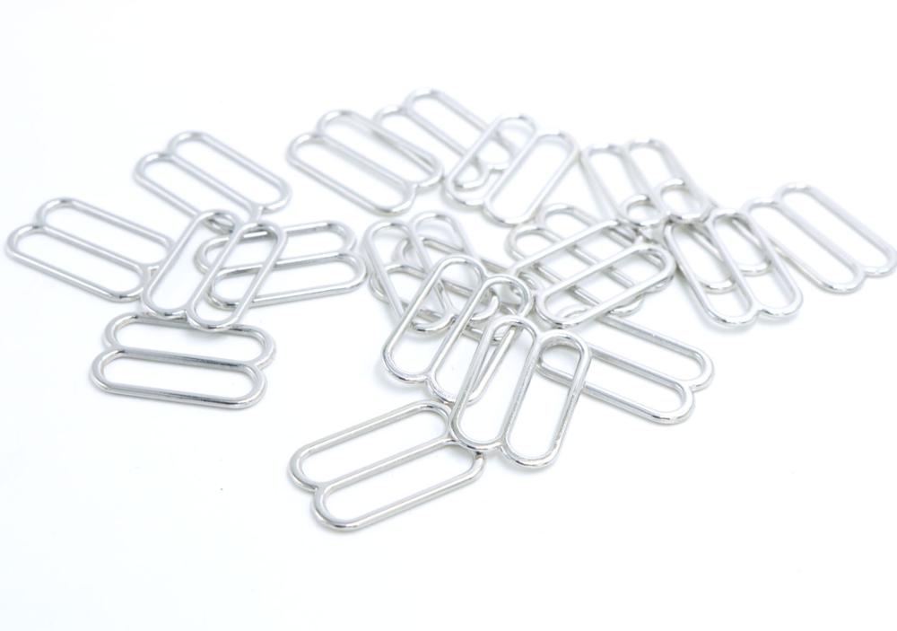 500 stuks maat 20mm gouden en zilveren metalen bh-bandverstellers: Zilver