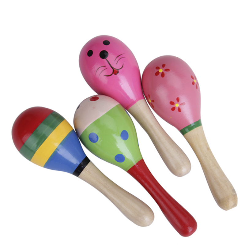 Wooden Maracas Oval Percussion Musical Instrument Educational Toy for