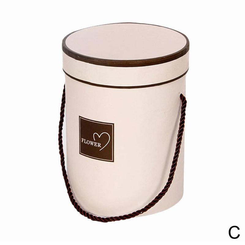 Valentine's Day Portable Round Small Hug Bucket Rose Flower Box Flower Packaging Box with Hand Mother's Box: C