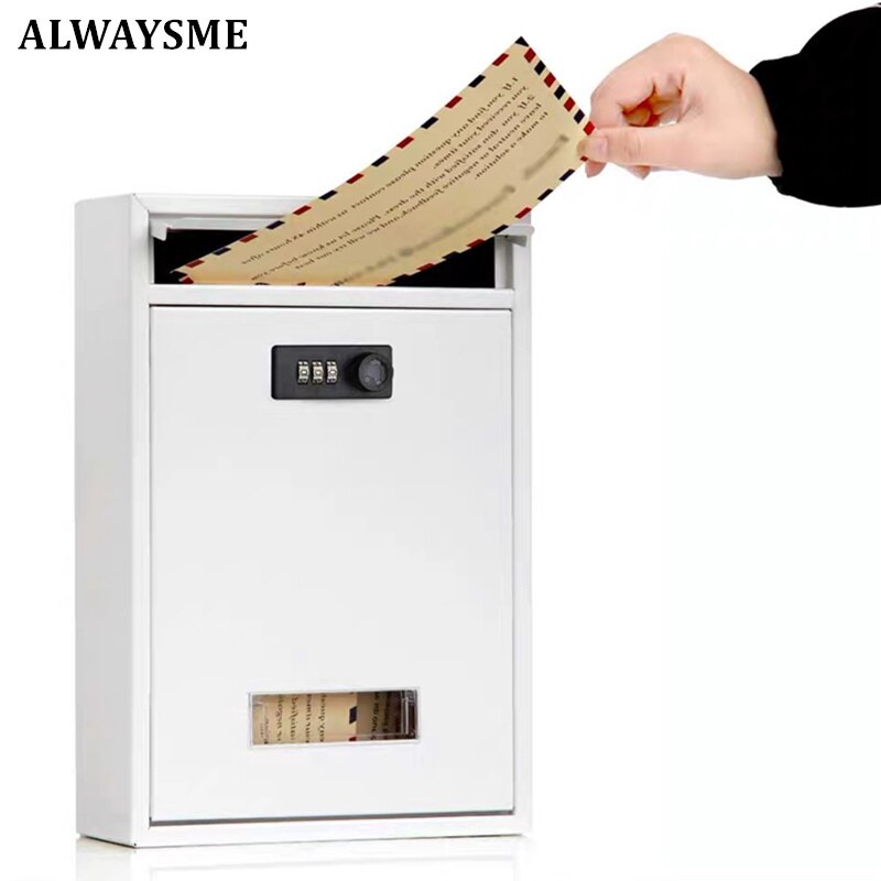 ALWASYME Wall Mounted Mailbox Vertical Locking MailBox Front Porch Residential Outdoor For Postal Service Garden Apartment