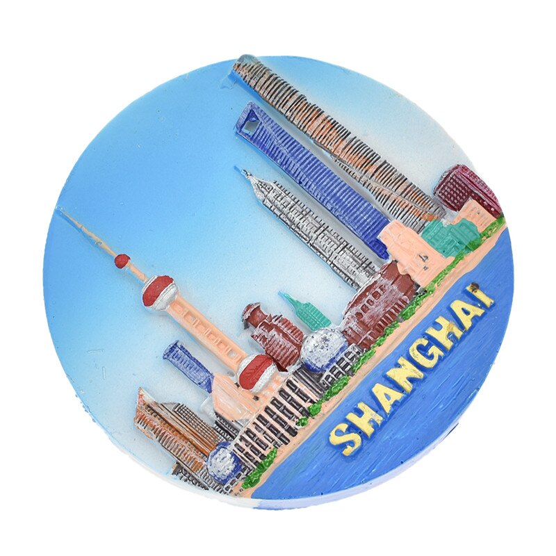 Shanghai Scenic Fridge Magnet Lujiazui Round Shape Resin Refrigerator Magnets Souvenir Modern Home Kitchen Decor: Lujiazui 2